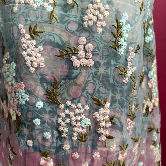 *NWT* Anna Sui Statement Floral Embroidered Puff Sleeve Coquette Midi Dress XS - Picture 13 of 17